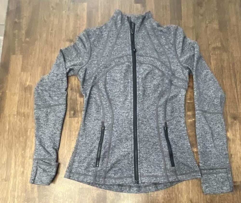 Lululemon Define Jacket Full Zip Gray Heathered Thumbholes Size 6